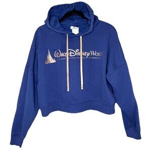 Walt Disney World Cropped Hoodie Pullover Sweatshirt Medium Castle 50th Anniv Ed
